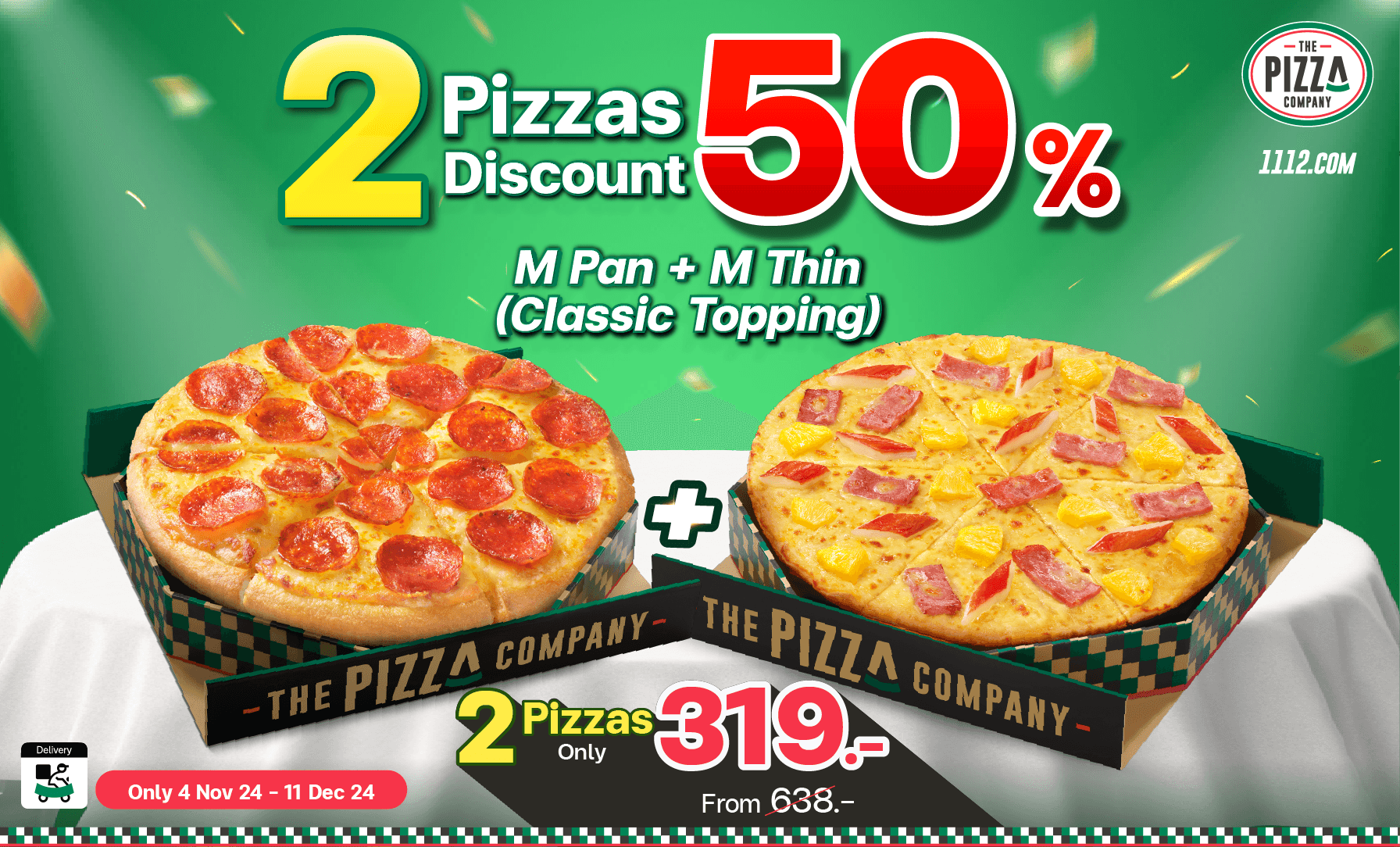 Discount 50% for 2 Pizzas (Crispy Thin Crust)